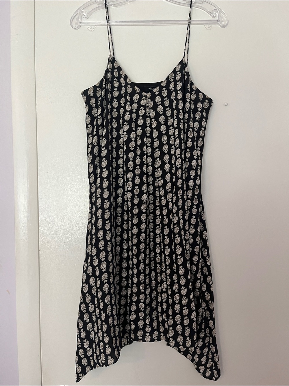 Madewell Black Mini Slip Dress with White Floral Print